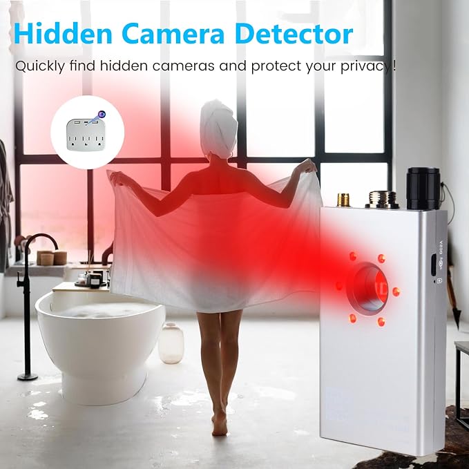 JMDHKK Hidden Camera Detector, Spy Camera Finder, Bug Detector, Magnetic Field Sensor, Listening Device Detector – Privacy Protection Tool for Home, Office, Hotel, and Travel Security(Silver)