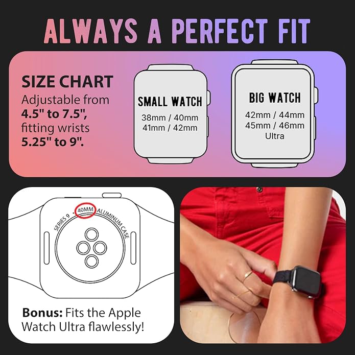 Braxley Bands for Apple Watches - Stretchy and Washable - Adjustable with Apple Watch Bands for Women & Men - Compatible with Apple Watch Series SE Ultra 9 8 7 6 5 4 3 2 1