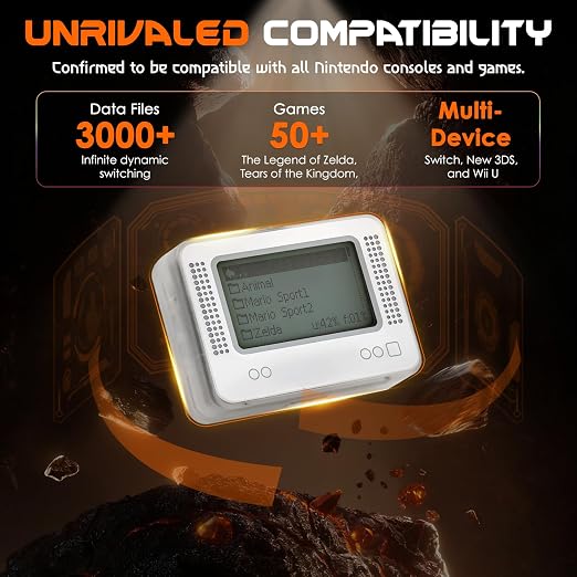 NFC Tag Emulator, for Switch/3DS/Wii U - Ultimate 3000+ Data Storage, Compatible with 50+ Games, 1.4" OLED Screen, Type-C Charging, Pulsator Button, Additional User Manual, Upgrade NFC Emulator