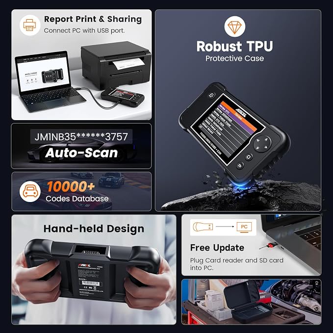 ANCEL FX2000 Plus OBD2 Scanner Diagnostic Tool with Protective Bag, ABS SRS Transmission Airbag Scan Tool, Check Engine Code Reader, Scanner for Car Lifetime Free Upgrade