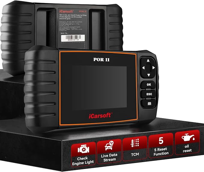 OBD2 Scanner Diagnostic Tool for Most Porsche from 1996-2019, iCarsoft POR II Car Code Reader, Full System Diagnosis Car Scan Tool with Oil Reset/EPB/DP/ETC/SAS, Live Data Graph-Free Update/Repair