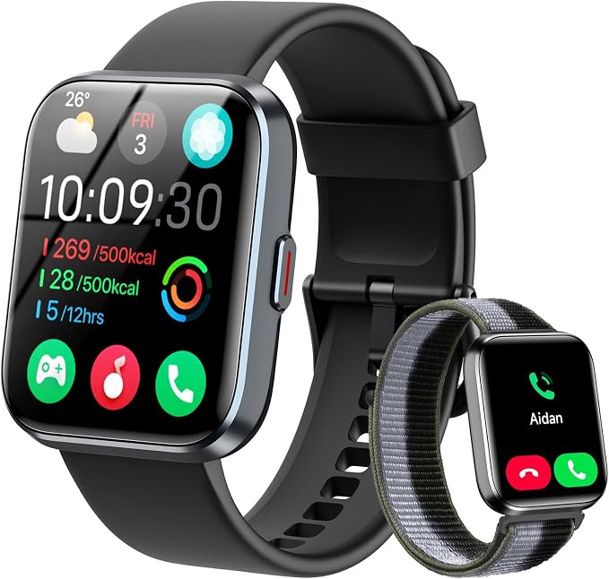 Smart Watches for Women Men, 1.83" HD Alexa Smart Watch for Android & iPhones (Calls/SMS/Reminders), Fitness Watch with Heart Rate Monitor, Sleep/Step Count Tracker, 120+ Sport Modes Pedometer Watch