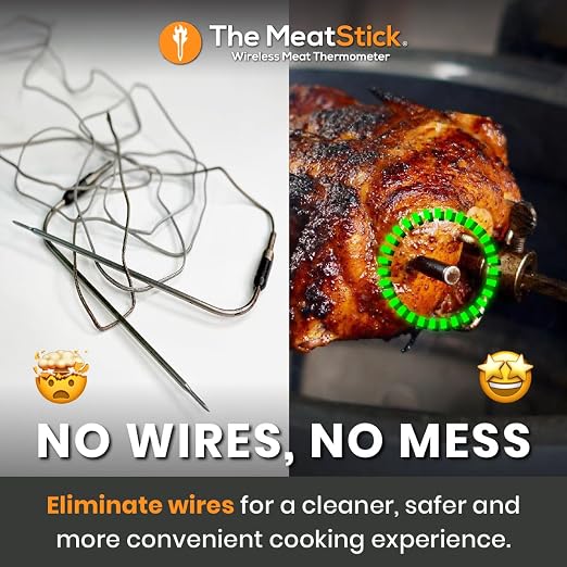 MeatStick 4X WiFi Kit [Unlimited Range] | Quad Sensors Smart Wireless Meat Thermometer with Bluetooth | for Smoking, Grilling, BBQ, Air Fryer, Deep Frying, Oven, Sous Vide, Rotisserie
