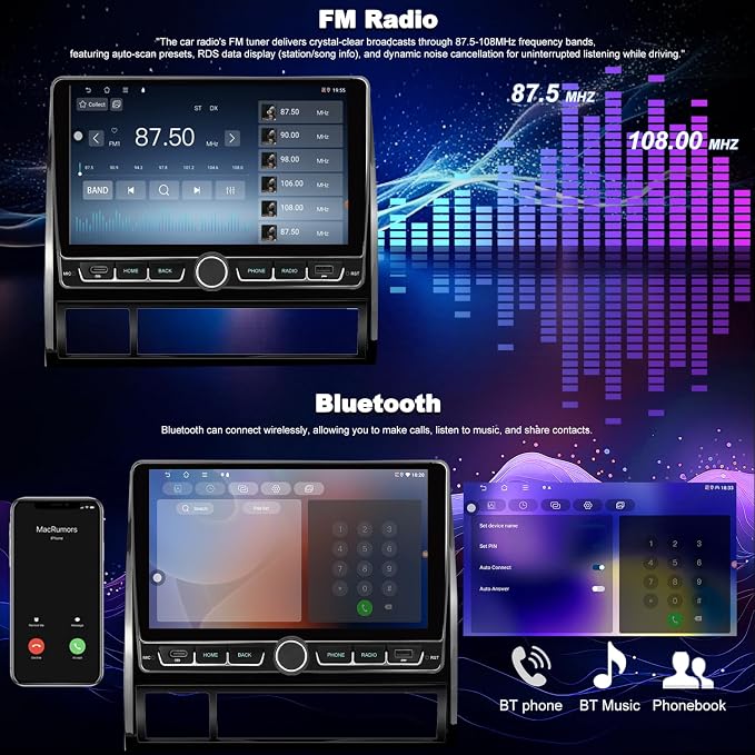 4+64G 5GWiFi Upgrade Car Radio for Toyota Tacoma 2005-2015, 9inch Android 13 Touch Screen Head Unit, Wireless Carplay Android Auto Double Din Stereo GPS Navigation Bluetooth FM SWC Truck Backup Camera