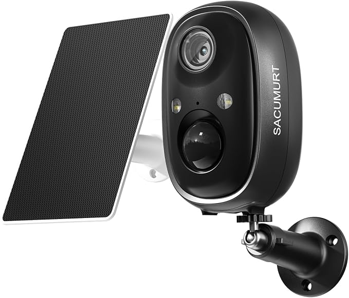 Security Cameras Wireless Outdoor, Free Cloud Storage, 2.4GHz WiFi Camera Outdoor Wireless, 2K Cameras for Home Security with Solar Panel, Motion Detection Alert, Compatible with Alexa & Google Home