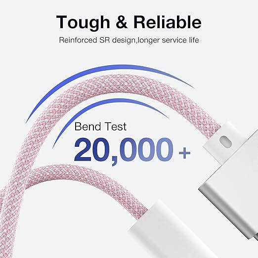 Hugener Magnetic 3 Cable USB-C 6.6FT Compatible with M5/M4/M3/M2 MacBook Air Pro Charger, 140W Cable for MacBook Air (13"/15" 2026/2025/2024/2023/2022), Pro (16"/14" 2026/2025/2024/2023/2021), Pink