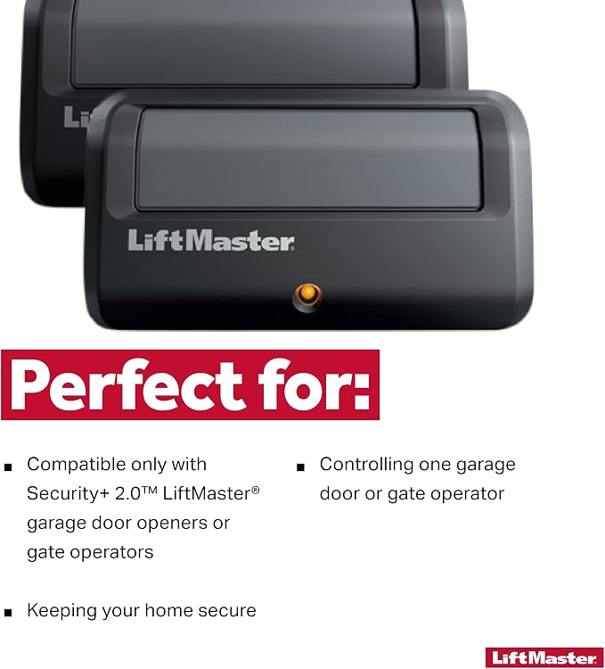 LiftMaster 891LM Security+ 2.0 1-Button Gate Operator Remote Control with Visor Clip - Pack of 2