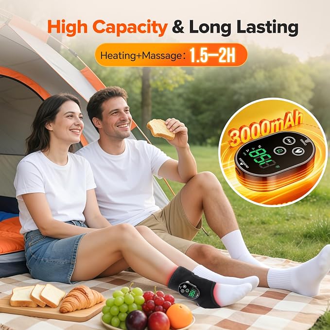 Cordless Neuropathy Foot Massager, Ankle Massager for Pain Relief, Ankle Heating Pad Plantar Fasciitis Relief, Black
