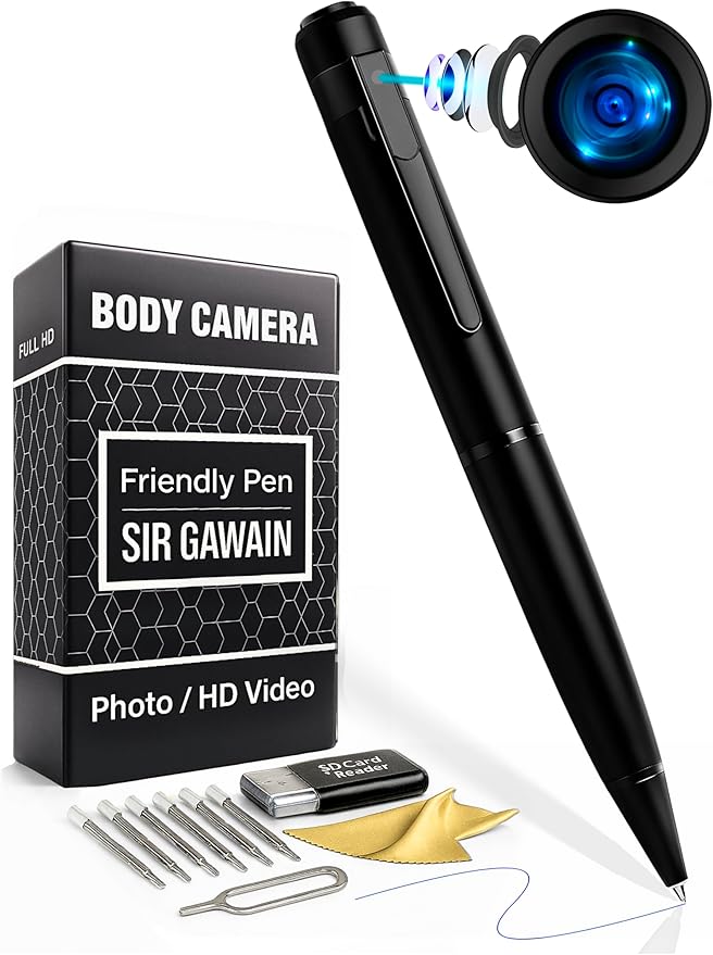 SIRGAWAIN Premium Body Camera Pen — Full HD 1080p Video & Photos, 70-Min Battery, Motion Detection, One-Button Control, 2026 Model