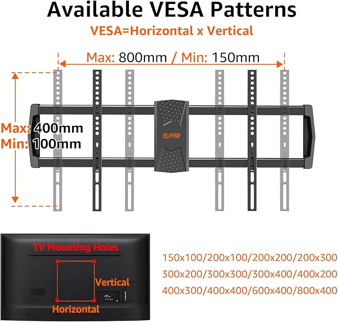ELIVED Long Arm TV Mount for Most 42-90 Inch tvs, Full Motion Wall Bracket with 40.4 inch Long Extension Articulating TV Wall Mount, Max VESA 800x400mm, Holds up to 150lbs, fits Wood Studs 12"-24".