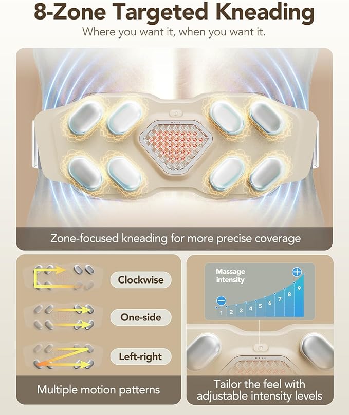 SKG Lower Back Massager for Pain Relief Deep Tissue Gifts for Men Women Mothers Day Gifts Adjustable Cordless Heating Pad Infrared Vibrating Back Massager for Mom Grandpa