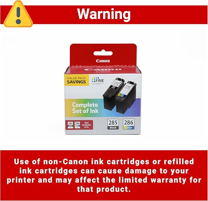 Canon® PG-285 Black/CL-286 Tri-Color Standard-Yield Ink Cartridges, Pack Of 2, 6197C004