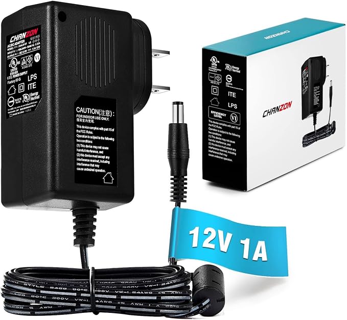 CHANZON 12V 1A 12W Power Supply AC DC Switching Adapter, 12 Volt 1 Amp AC/DC Wall Wart Converter Transformer, 100-240v 50 60HZ Input with 12vdc 1000ma Output