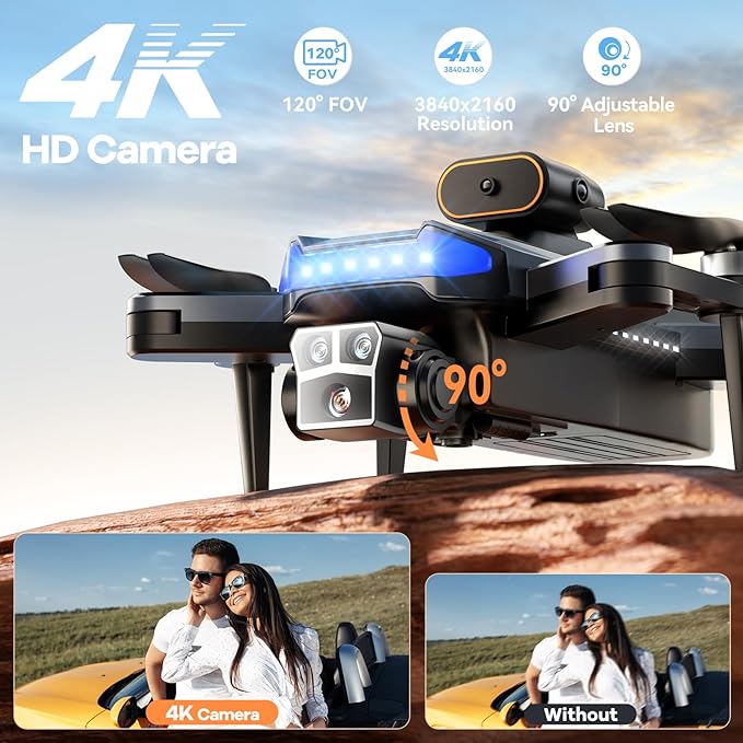 Drones with Camera for Adults 4K, GPS Follow Me Drone That Follows You, Under 249g Foldable Mini Drone with Brushless Motor, Obstacle Alert, 3 Batteries 54 Mins Flight - HYTOBP P17(Age 14+,Black)