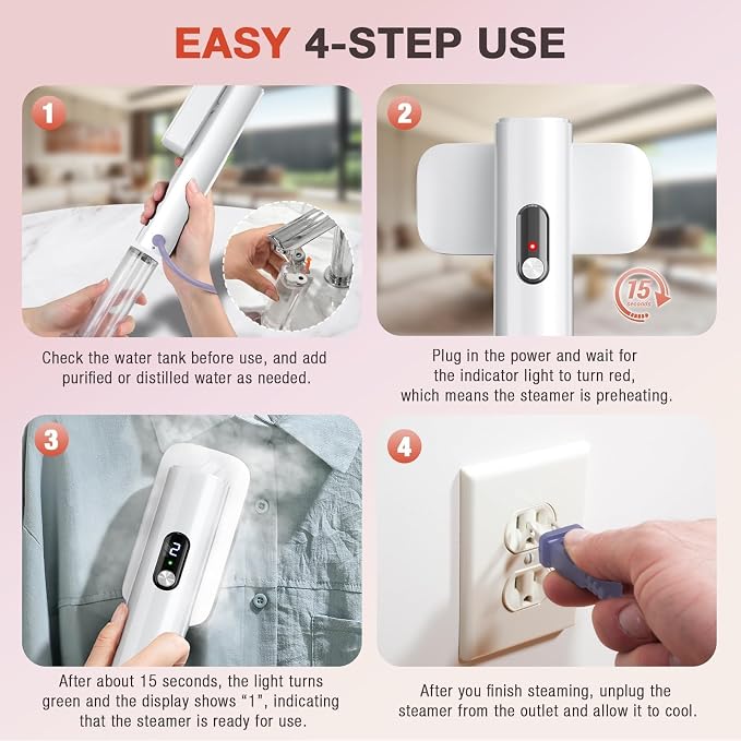 G5 Pro Travel Steamer For Clothes, 110-240V Portable Handheld Irons-15S Fast Heat Up, Auto Shut-Off Rotating Head With Big Iron Panel, 100Ml Tank Self-Standing For Global Travel(white)
