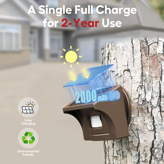 eMACROS Pro 4 Smart Solar Driveway Alarm (2.4G Wi-Fi Only) - App Push Notifications, 1/2 Mile Wireless Range Motion Sensor(1 Single Sensor)