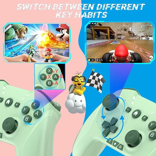 Bluetooth Controller for Switch/Mac/PC/Steam/Mobile Phone/iOS/Android//TV/iPad/Table/Apple Arcade MFi Games, switch pro controller wireless with Adjustable Dual Motion,Turbo,Macros,6-Axis,Wake Up for Black Myth: Wukong (Black) (Purple) (Green)