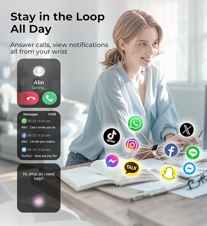 Iaret Smart Watch for Women, 1.83" HD Fitness Tracker with 4 Bands, Answer/Make Calls, Heart Rate/Sleep/SpO2/Step Tracking, 100+ Sport Modes, Android/iPhone Compatible Gift (Silver)
