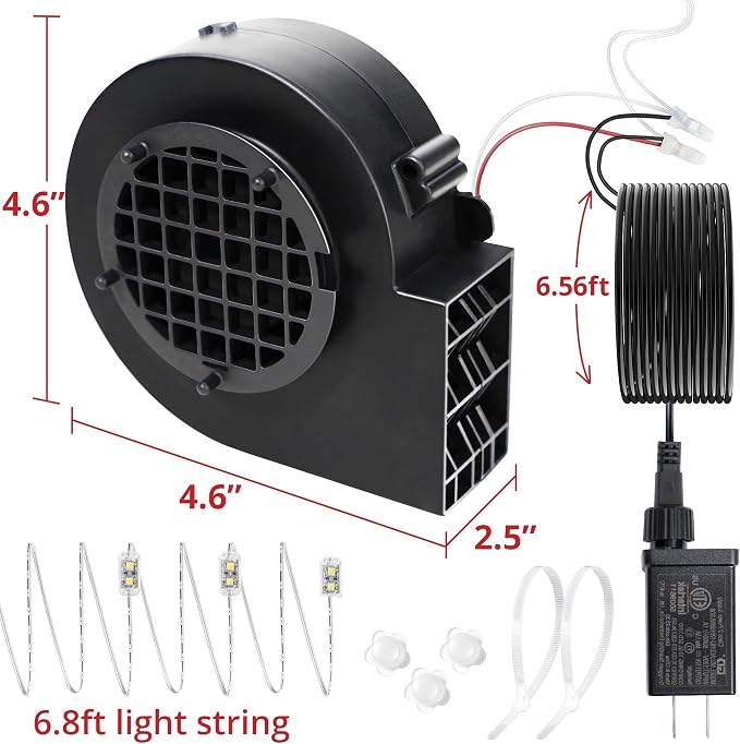 Replacement 1A Blower for Easter Inflatables, 1.25A Adapter for Christmas Yard Inflatable Blow Up Outdoor Holiday Yard Inflatables Decorations Replacement Fan Blower, Adapter, 5 LEDs Bulbs Set