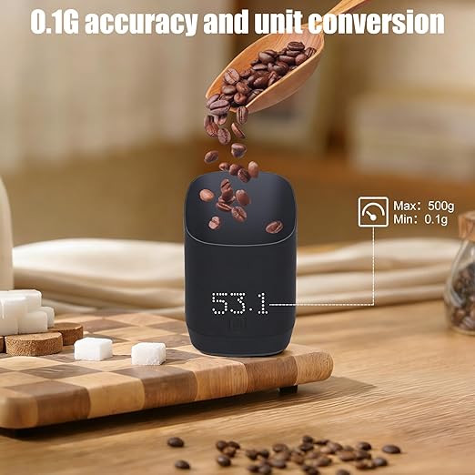 Digital Coffee Bean Scale Cup with LED Display, High-Precision Espresso Scale & Digital Coffee Bean Scale with Cup, Smart Coffee Scale for Home Baristas,Black
