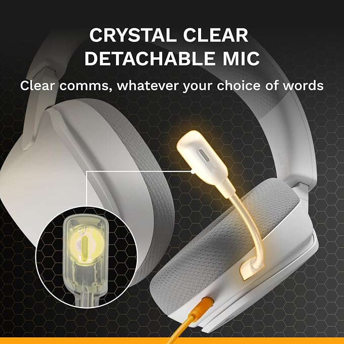 GLORIOUS GHS Eternal - Stereo Gaming Headset for PC, PS5, PS4, Xbox, Switch - Custom Tuned Angled Drivers, Adjustable Crystal Clear Detachable Mic, 3.5mm - Durable, All Day/Night Comfort - White