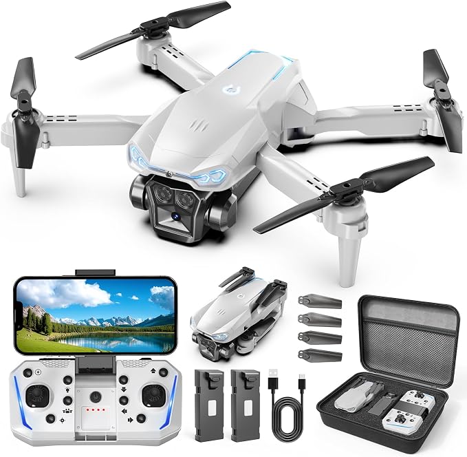 1080P Drone with Camera for Adults, Kids & Beginners, Foldable FPV Quadcopter with One Key Takeoff/Landing, Gesture Control, 360° Flips, 2 Batteries, Easy Flying Toy Gift for Teen Boys and Girls