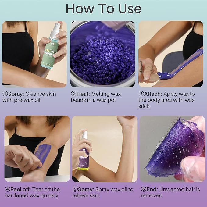 BLITZWAX Brazilian and Bikini Waxing Kit for Women, Hard Wax Warmer for Face, Legs, and Body, At Home Hair Removal Kit, Beginner Friendly, Quick Heating, 32pcs Wax Spatulas