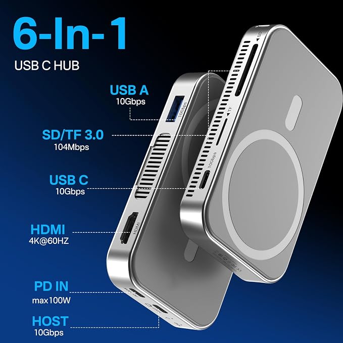 ACASIS 10Gbps Magnetic M.2 NVMe SSD Enclosure With 4K ProRes Recording M.2 EnclosureCompatible IPhone 17/16/15 Pro/Pro Max Magnetic SSD Enclosure with Cooling Fan For Video Editor/Blogger/Videographer