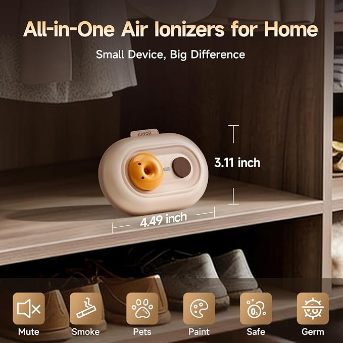Refrigerator Deodorizer, Rechargeable Odor Eliminator | Safe low ozone ≤0.05ppm, 60-day run, 3 modes for car closet shoes fridge pet, outperforms baking soda & activated carbon