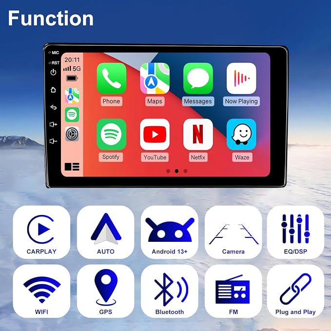 4G+64G Android Car Radio for Toyota Tacoma 2005-2015, 9 Inch Tacoma Stereo Upgrade Support Wireless Carplay Android Auto, Touch Screen Head Unit with GPS Navigation BT Backup Camera FM DSP SWC 5GWiFi