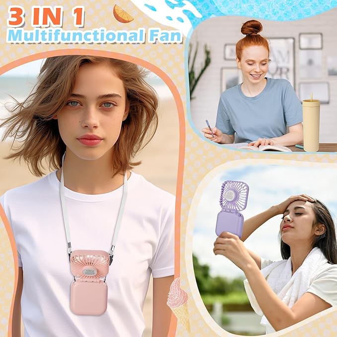 Reallnaive 12 Pcs Skinny Tumbler Bulk and Mini Portable Fans Set for Summer, 16 oz Plastic Cups with Lids Straws and Small USB Rechargeable Handheld Fan for Cooling Gift (Multicolor)