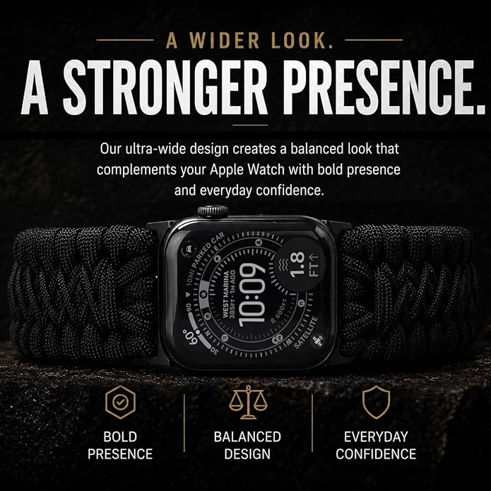 Tefeca Titan Series Paracord Band Compatible with Apple Watch Ultra 2/49mm, Series 10/46mm, 9/8/7/45mm, SE2/SE/6/5/4/44mm, and 3/2/1/42mm