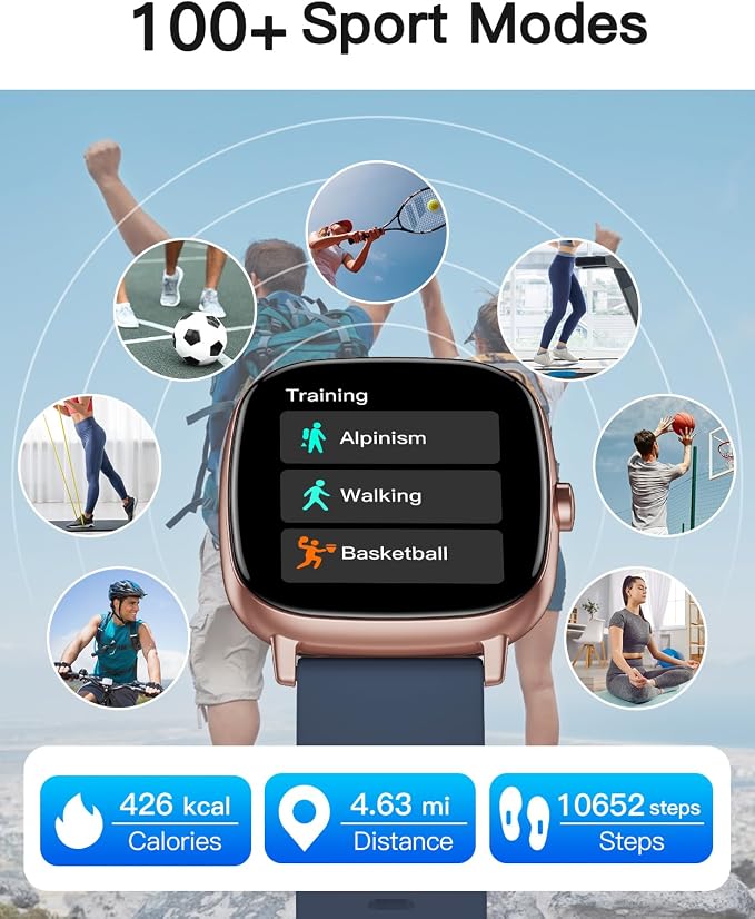 Smart Watches for Men Women with GPS Built-in, Answer/Make Calls, 1.95" Smartwatch for iPhone/Android Phones, Fitness Watch with Heart Rate/Sleep Monitor 100+ Sports Modes IP68 Waterproof (Blue)