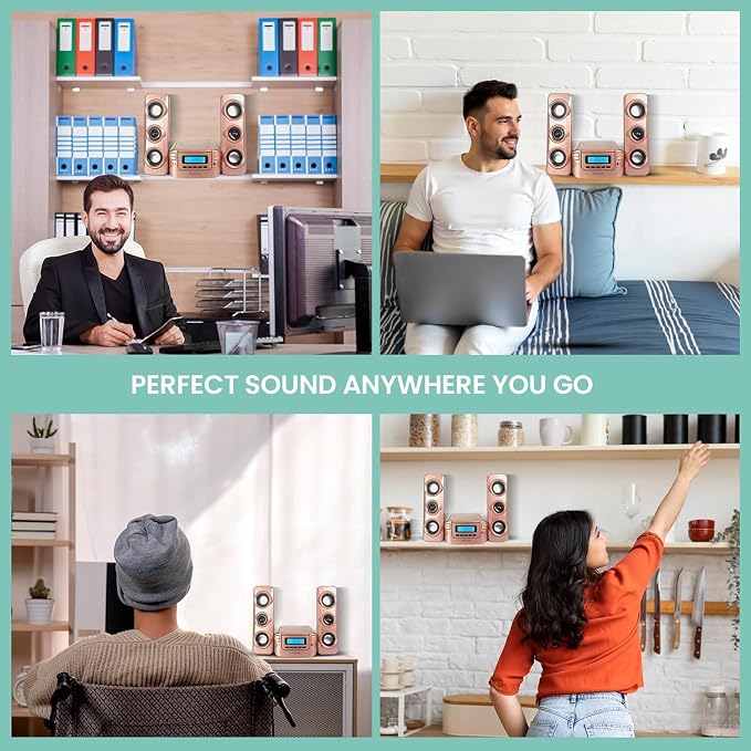 Philco Stereo Shelf Systems Compact CD Shelf System with Digital FM Stereo Radio, Bluetooth Wireless Technology, and Remote Control | LCD Display | MP3 & AUX Port Compatible | USB Playback (Rose Gold)