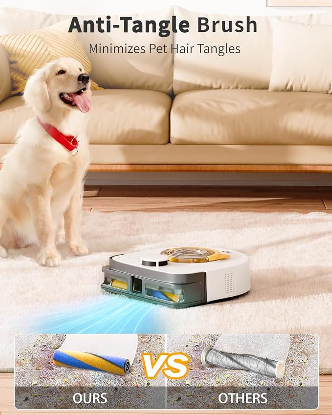 UBPET Robot Vacuum for Pet Hair, 22,000Pa Ultra-Strong Suction Automatic Robot Vacuum Cleaner, Tangle-Free Cleaning, Smart Mapping with LiDAR Navigation, App Controlled Vacuum Robot