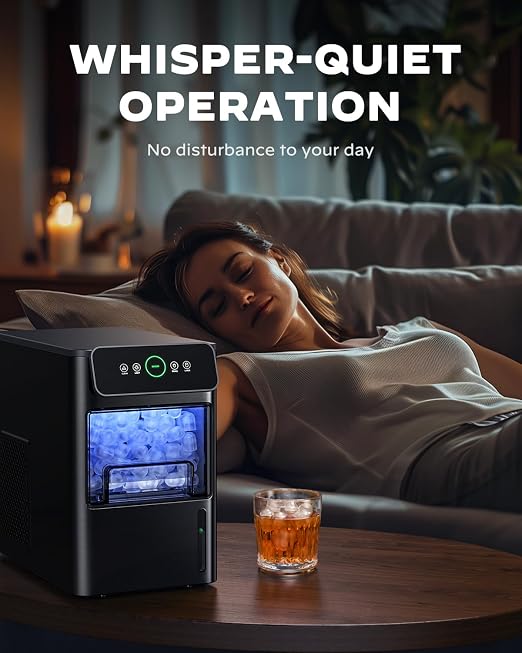 Silonn Ice Maker Coutertop - Portable Ice Cube Machine - 20lbs of Bullet Ice per Day, Makes Ice in 6 Minutes, Stainless Steel with Visible Water Level Window, Ideal for Kitchen, Office, and Camping