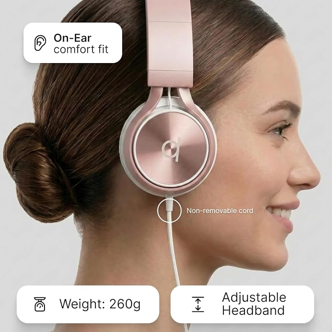 Artix® CL750 Premium Wired On Ear Headphones with Microphone, Comfortable Noise Isolating Foldable Design, 3.5mm Aux Headphone for Laptop, PC, Mobile, Tablet, Adults, Men, Women, Kids, Boys and Girls