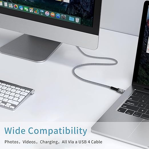 LanSenSu 240W USB4 Cable, 1FT, 40GBps Data Transmission, 240W (48V5A) PD Super Fast Charge, 8K@60Hz HD Extension for Thunderbolt 4, Mobile Phone, Notebook, MAC, SSD, PD3.1 and QC4.0