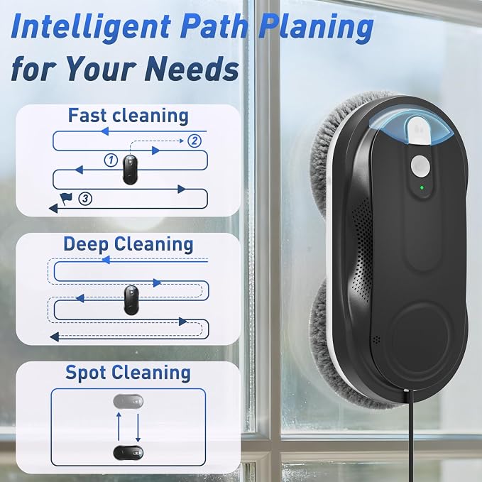 KKI Window Cleaning Robot, Automatic Window Cleaner Robot, Dual Ultrasonic Spray, Max 3200Pa, AI Path Planning & Edge Detection, Remote Control for High-Rise Windows Outside/Inside, Glass,Door, X3
