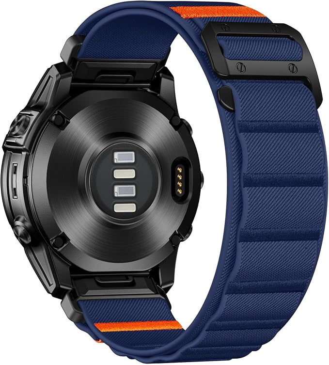 Bandletic 26mm Bands Compatible with Garmin Fenix 5x Watch Band, Nylon Stretchy Rugged Loop Sport Straps with G-Hook for Fenix 8 51mm/7X 6X Pro/Plus/3/3 HR/Tactix/Epix Pro2 51mm//Instinct 2X, Navyblue