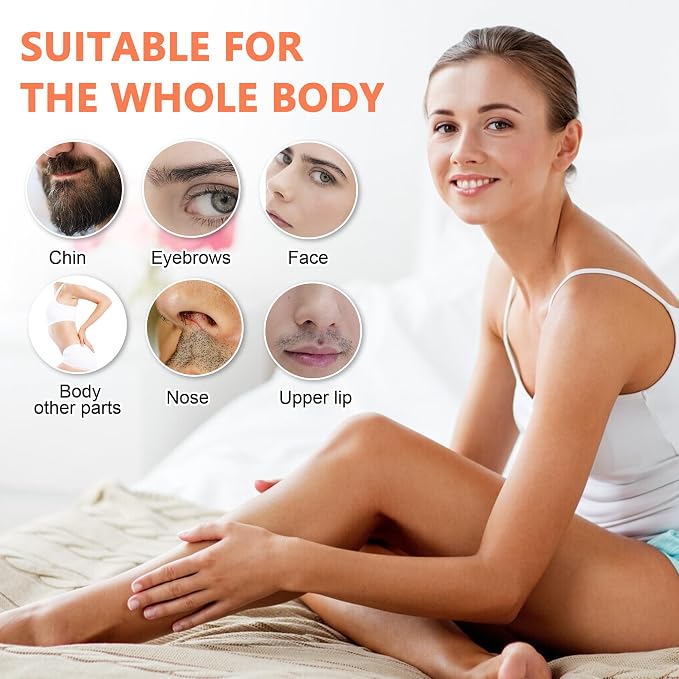 Professional Wax Warmer Single Pot Waxing Kit for Painless Hair Removal, Women Men Portable Wax Heater Machine with Adjustable Temperature Set, 50pcs Sticks, 20pcs Protective Collars