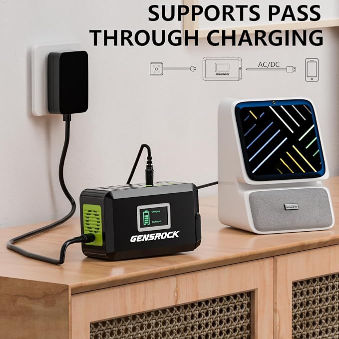 GENSROCK Portable Power Station 120W(220W Peak), 88Wh Camping Solar Generator, Lithium Battery Power Bank with 2 110V AC Outlet, QC 3.0, Type-C, LED Flashlight for CPAP Home Camping Travel Emergency
