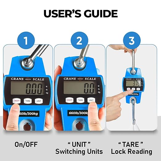 Digital Hanging Scale 660 LB 300 KG - Professional Heavy Duty Waterproof Fish Scale - Portable Durable Crane Scale for Luggage Weight Suitcase Hunting Farm Bike Bow Fish Weight Fishing Scale