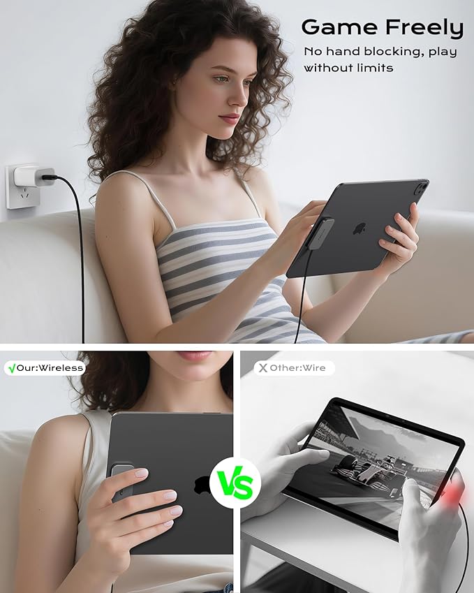 KU XIU Magnetic Wireless Charger for iPad Pro 13" M4/M5 ONLY, 35W Fast Charging Smart Connector Charger, Aluminum Alloy Wireless Charging Pad with 6.56ft USB-C Cord Cable (Adapter Not Included)