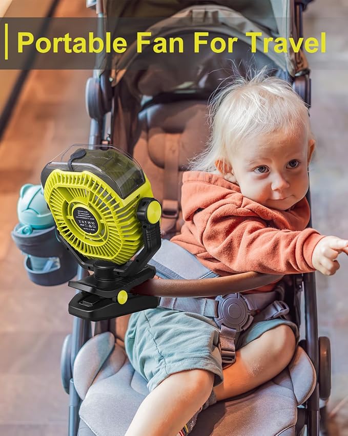 Portable Rechargeable Misting Fan with 12oz Mist, Battery Life Display, Remote, Timer, Light, 5 Speeds, 9-Inch, 20000mAh 120H Battery Powered Clip Fan for Stroller, Travel, Outdoor, Poweroutage