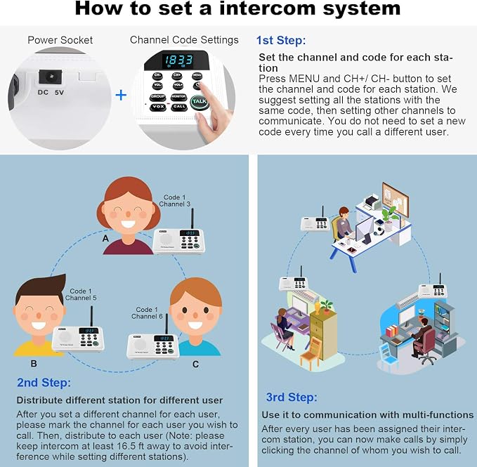 Expandable for Wuloo Intercoms Wireless for Home WL888, 1 Mile Range 22 Channel 100 Digital Code (Only 1 Unit for Expandable The Original intercom System, CAN NOT Work Without Other Units)