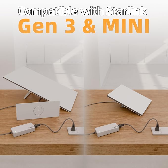 DAIERTEK Starlink Gen 3 Power Supply, AC Charger with Power Cord, 144W Adapter for Gen3 Standard, Multi-Protection, 100-240V