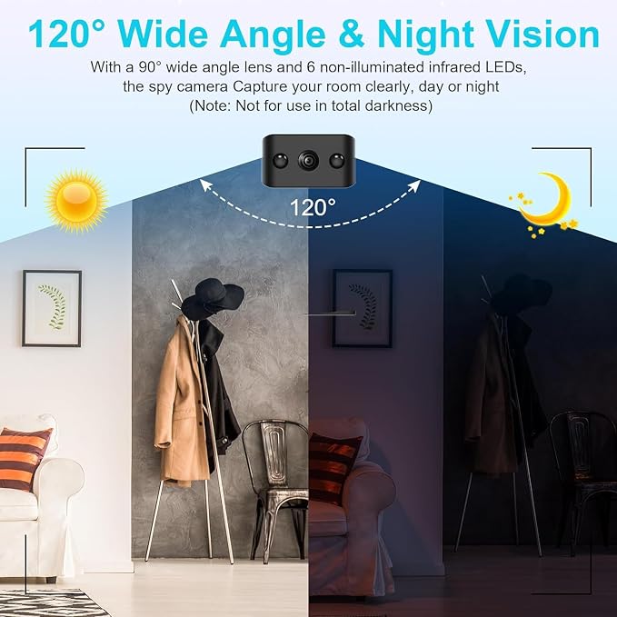 Small Indoor Outdoor Camera Security Wireless Home Cameras Spy Mini WiFi Pet Camaras, HD Tiny Nanny Cam,Wide Angle,Night Vision, Home Indoor Outdoor Camara,Can No Need WiFi Cams For House Security