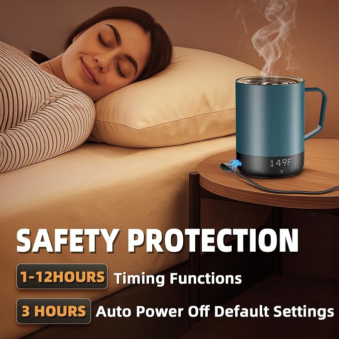 Magnetic Charging Cordless Self Heating Coffee Mug for Dad, Fast Heating & High Temperature 14Oz Smart Coffee Cup Warmer, 120 Mins-Hot Up to 149℉ Smart Mug Warmer, for Men(No APP)