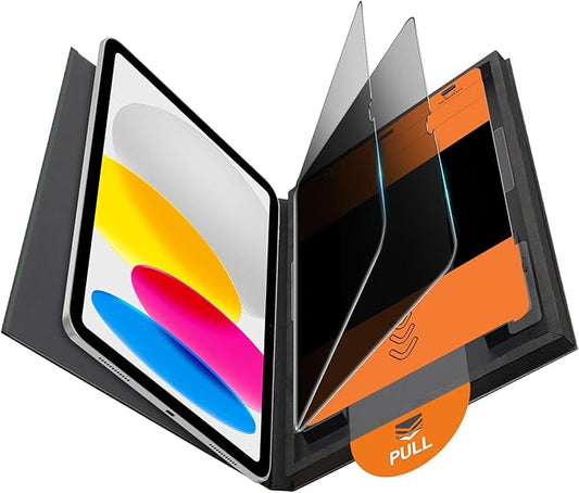 OMOTON 2 Pack Privacy Screen Protector for iPad A16 11th 10th Generation (11/10.9 inch 2025/2022), Anti-Spy Tempered Glass with Installation Tray for 11th/10th Gen-Case Friendly/Apple Pencil Support